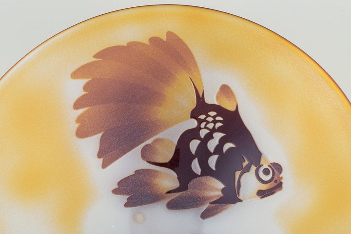 Paul Hoff for Kosta Boda, Sweden. Unique art glass bowl. Fish