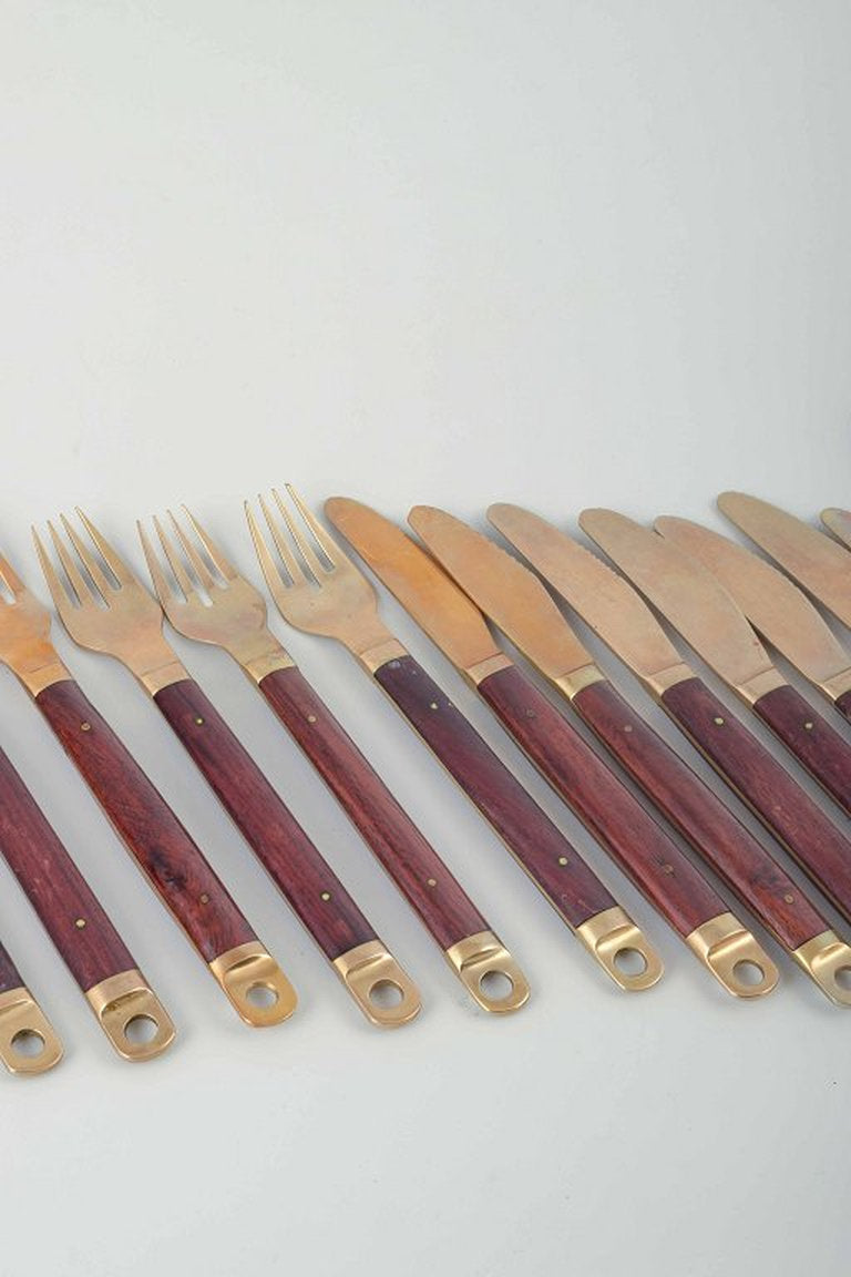 Brøste, Denmark. Complete 8-person dinner cutlery set in bronze and ro – L' ART COPENHAGEN