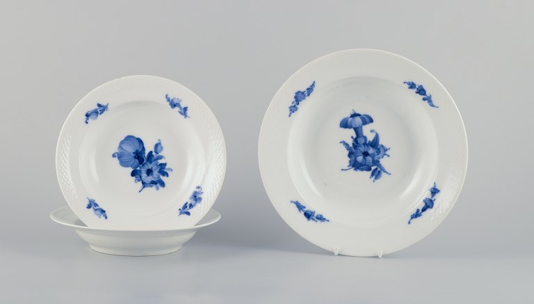 Royal Copenhagen Blue Flower Braided. Three deep plates. Model 10