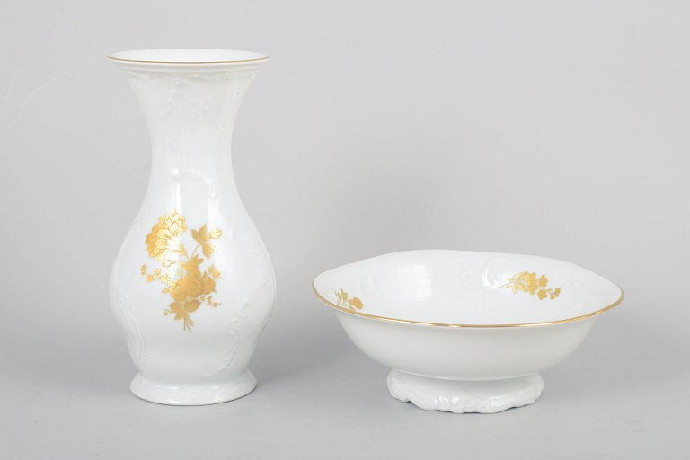 Rosenthal, Germany. Classic Rose porcelain vase and bowl with gilded r – L' ART COPENHAGEN
