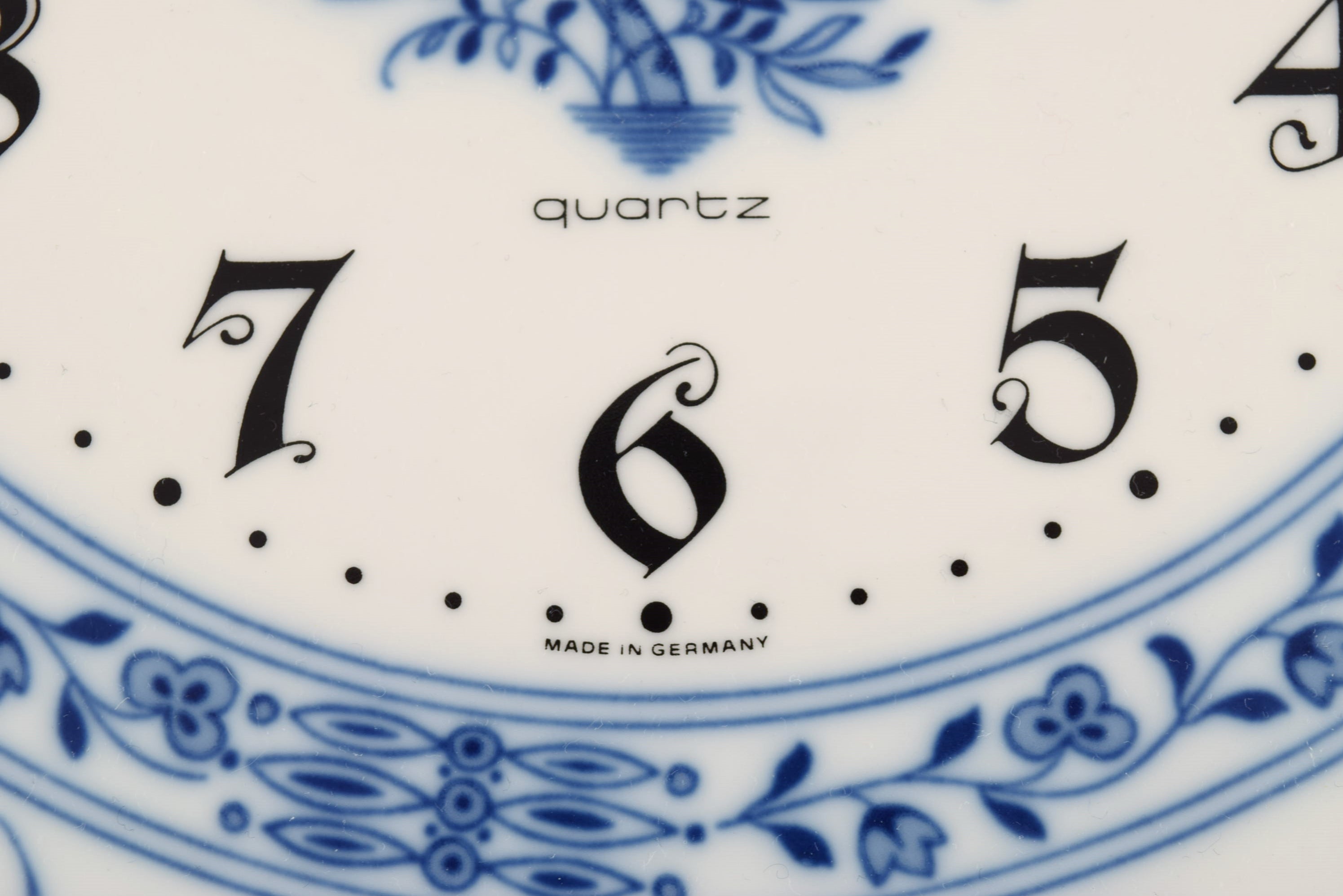 Junghans porcelain wall clock. Meissen Blue Onion style. Germany